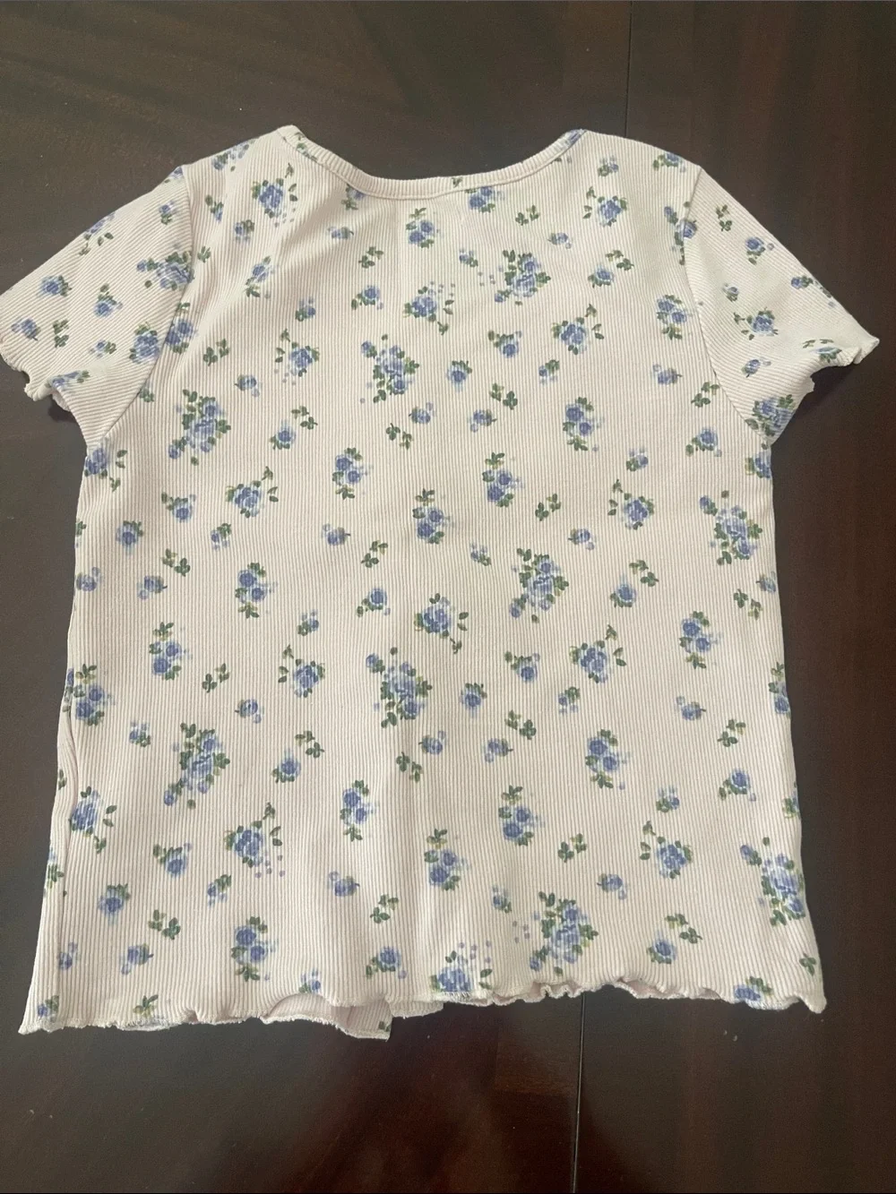 Two Girls' Floral Short-Sleeve Pajama Topst - Pink and Light Blue size S 7/8